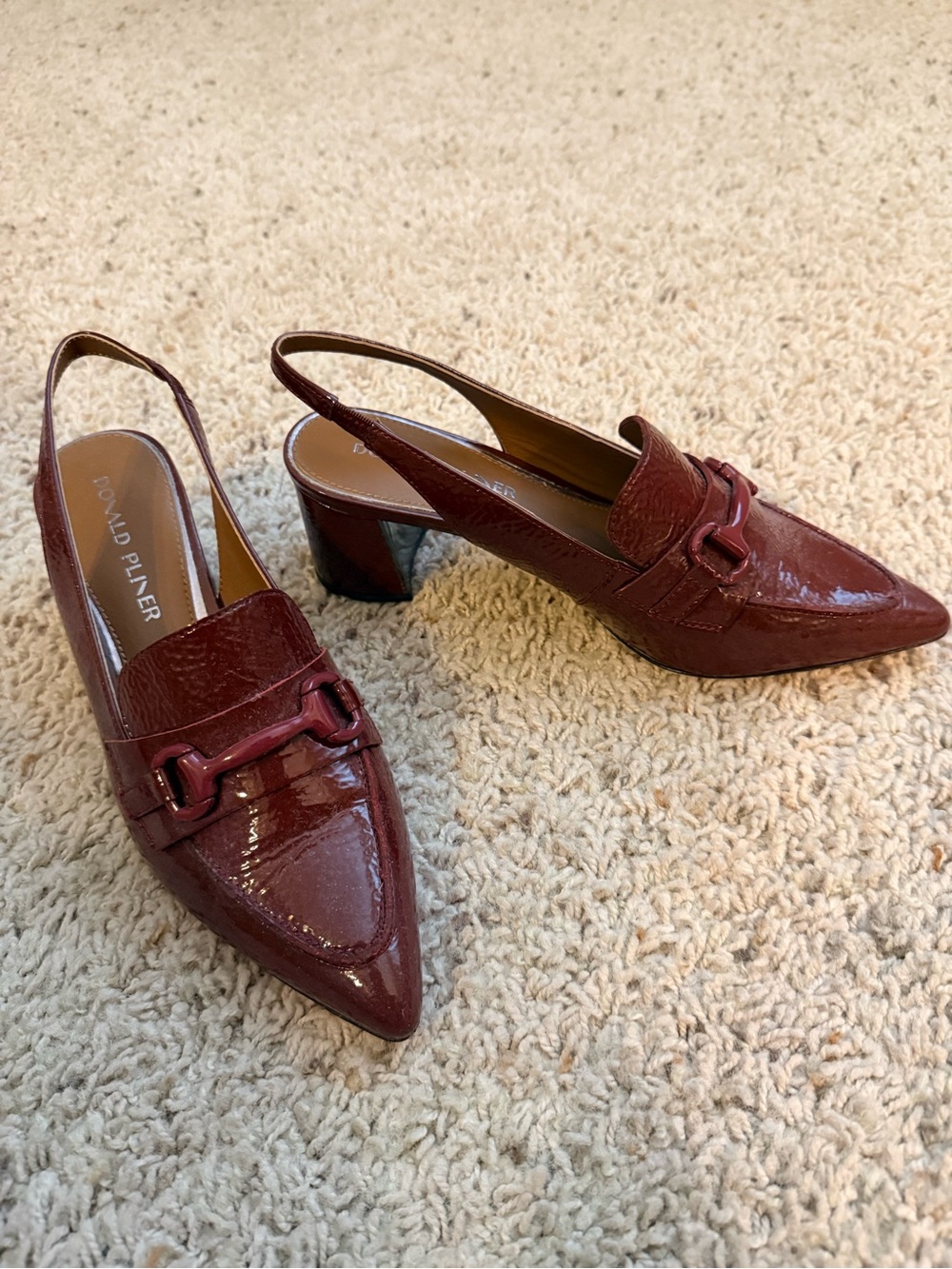 Donald J. Pliner Wine Saige Burgundy Patent Slingback Pumps